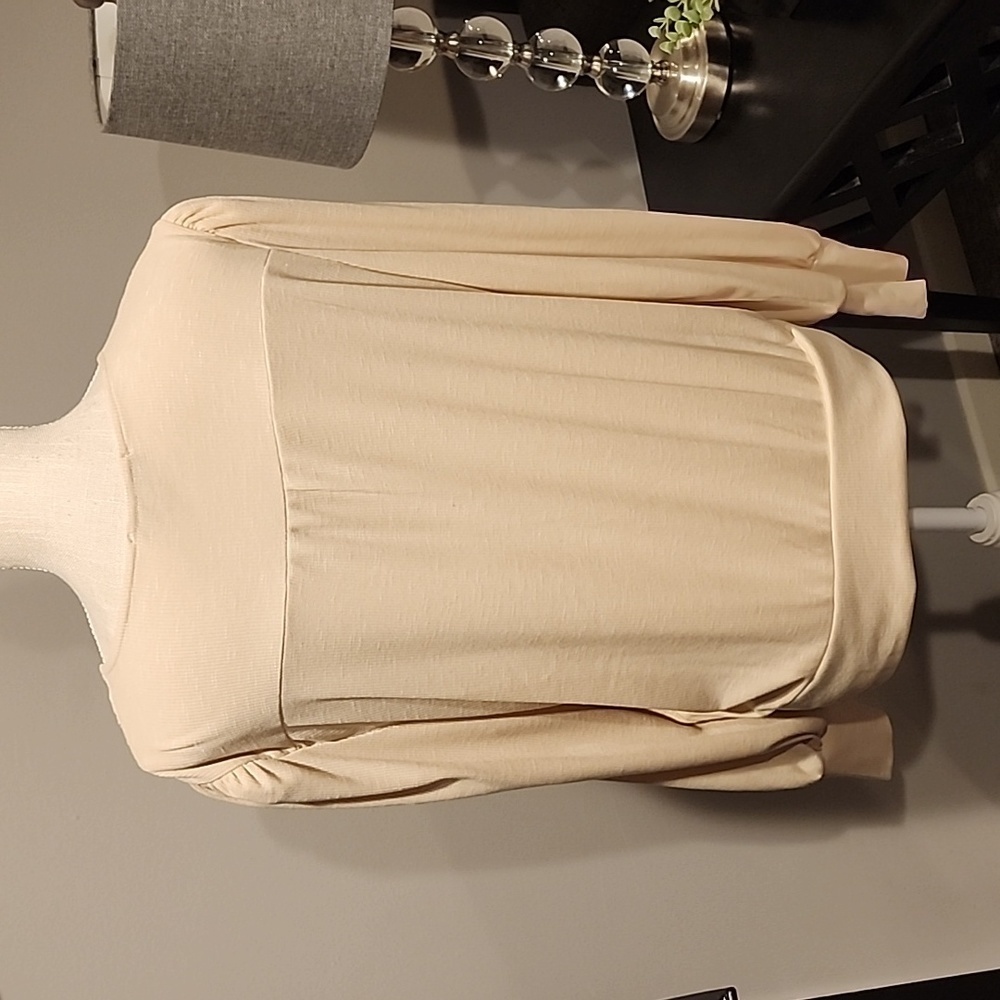 Allison Joy v-neck cream ribbed long sleeve top size XL - Picture 6 of 9